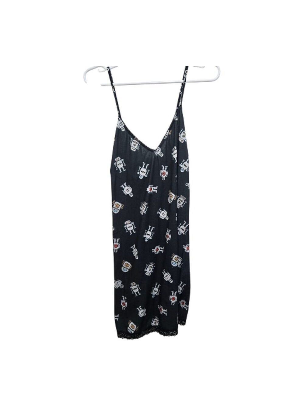 ModCloth Breakfast for Dinner Robot Print Nightgown L